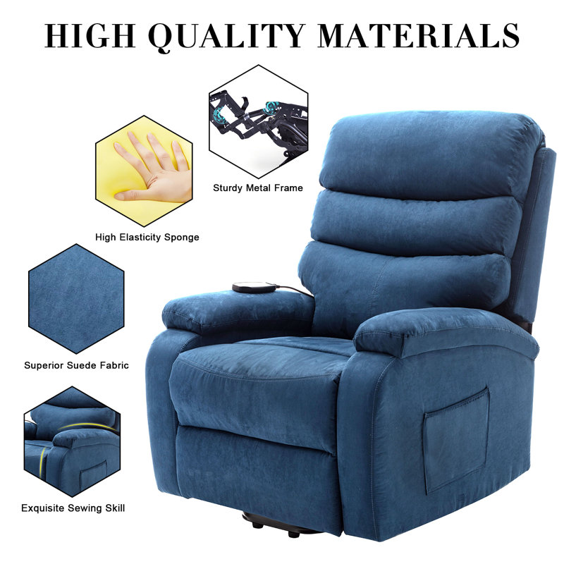 Goeman Heated Massage Chair Blue Chenille